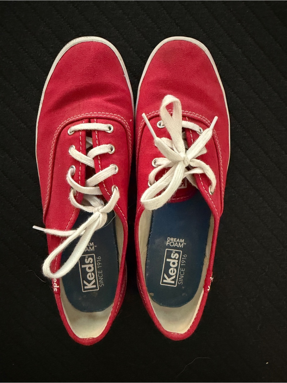 Keds Red Canvas Lace-Up Sneakers - Size 7 - Picture 2 of 2